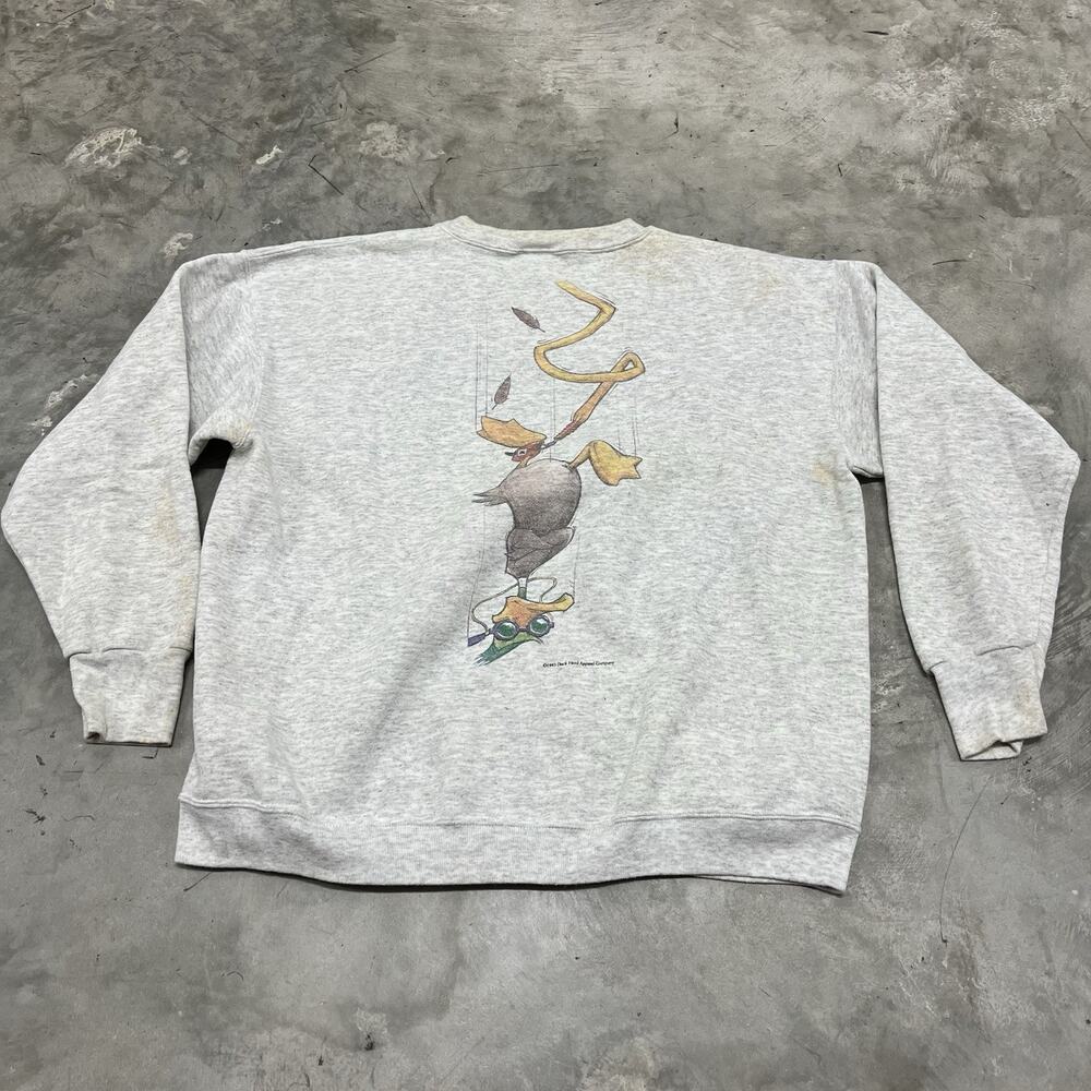 Vintage 1993 Duck Head Sweatshirt Unisex Size XL Double Sided Graphic READ DESCR
